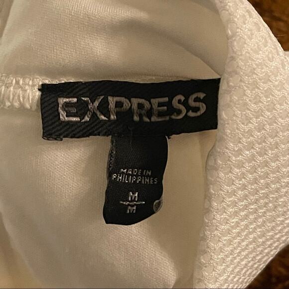 New Express White High Neck Mesh Sleeveless Cropped Cutout Top - Picture 15 of 17